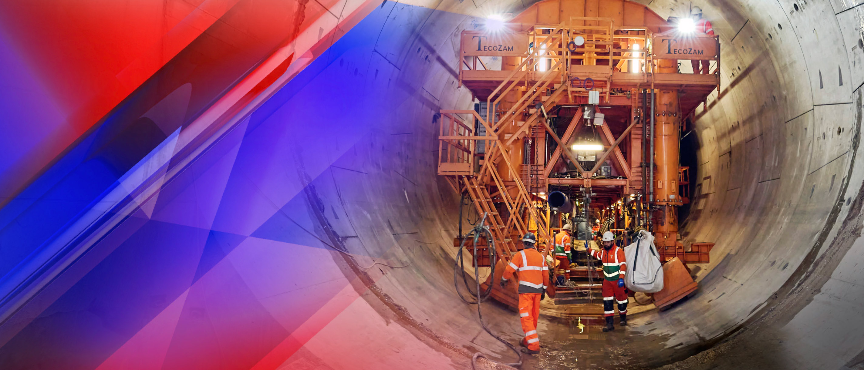 Workers in high vis clothing in a tunnel under construction